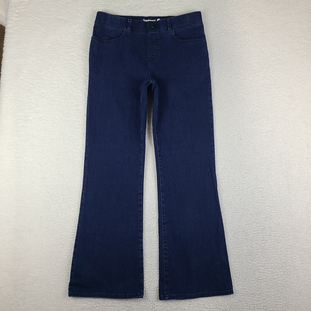 BETABRAND Jeans Womens Large Blue Boot Cut Dark Wash Pull On Denim